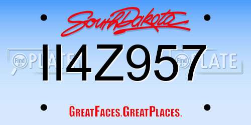 II4Z957 South Dakota License Plate
