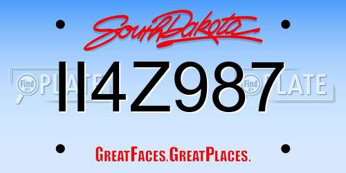 II4Z987 South Dakota License Plate