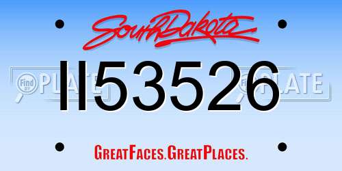 II53526 South Dakota License Plate