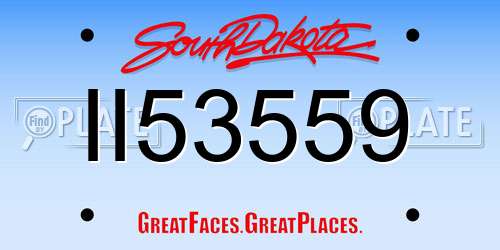 II53559 South Dakota License Plate