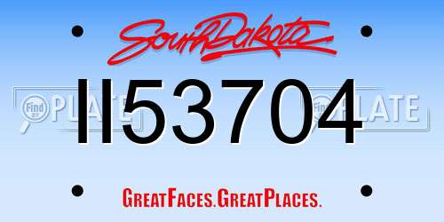 II53704 South Dakota License Plate