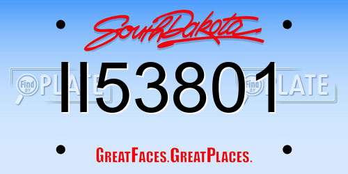II53801 South Dakota License Plate