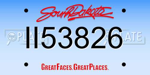 II53826 South Dakota License Plate