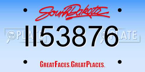 II53876 South Dakota License Plate