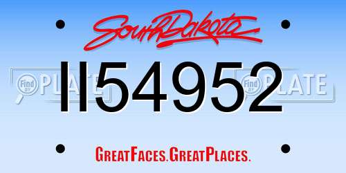 II54952 South Dakota License Plate