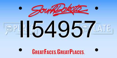II54957 South Dakota License Plate