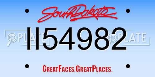 II54982 South Dakota License Plate