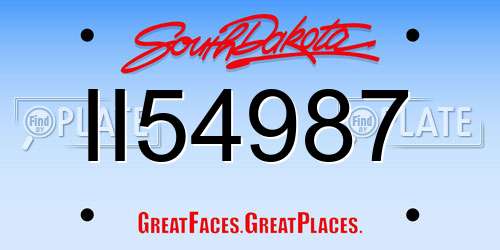II54987 South Dakota License Plate