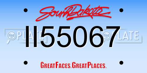 II55067 South Dakota License Plate