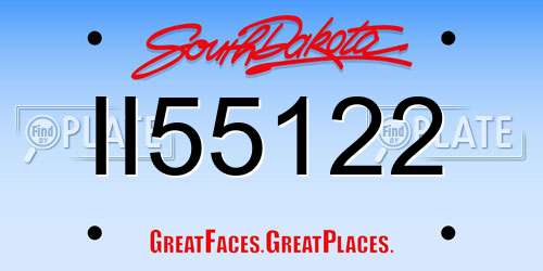 II55122 South Dakota License Plate