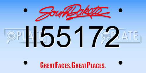 II55172 South Dakota License Plate
