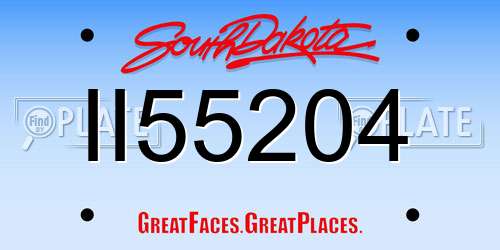 II55204 South Dakota License Plate