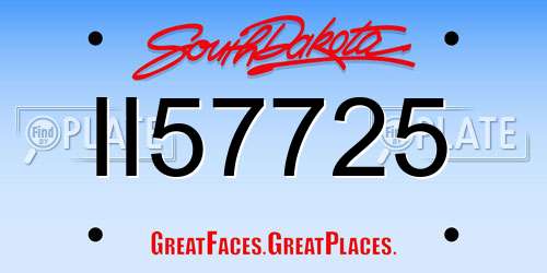 II57725 South Dakota License Plate