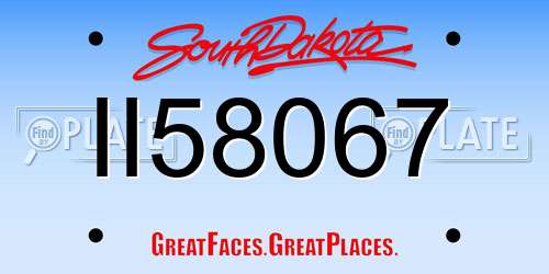 II58067 South Dakota License Plate