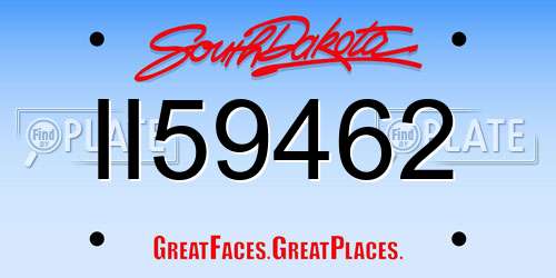 II59462 South Dakota License Plate