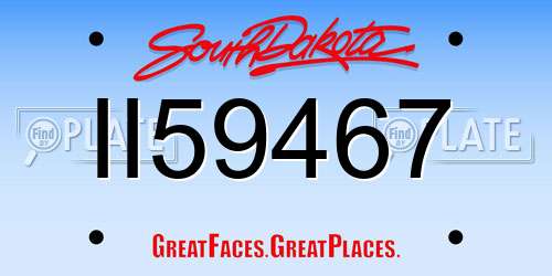 II59467 South Dakota License Plate