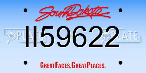 II59622 South Dakota License Plate
