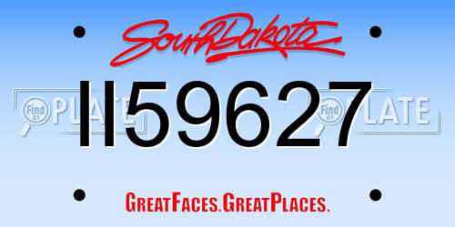 II59627 South Dakota License Plate