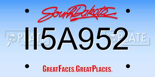 II5A952 South Dakota License Plate