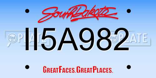 II5A982 South Dakota License Plate