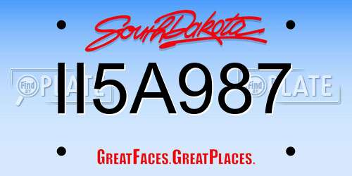 II5A987 South Dakota License Plate