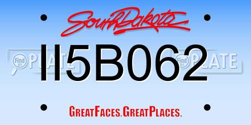 II5B062 South Dakota License Plate