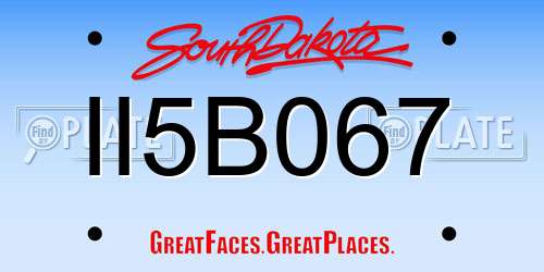 II5B067 South Dakota License Plate