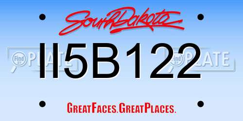 II5B122 South Dakota License Plate