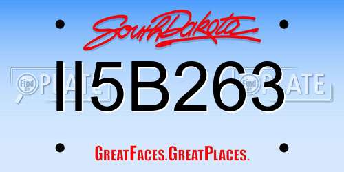 II5B263 South Dakota License Plate