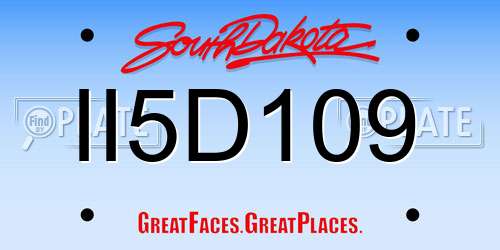 II5D109 South Dakota License Plate