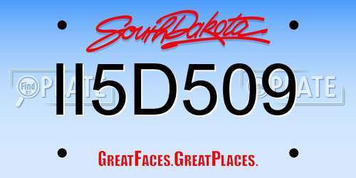 II5D509 South Dakota License Plate