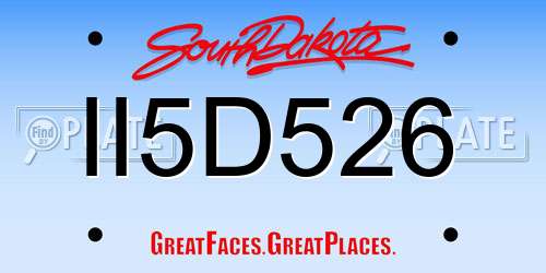 II5D526 South Dakota License Plate