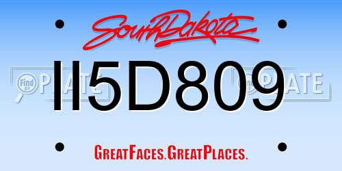 II5D809 South Dakota License Plate