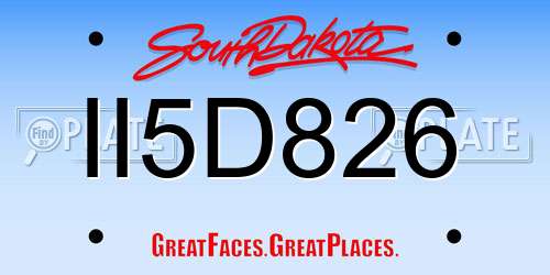 II5D826 South Dakota License Plate