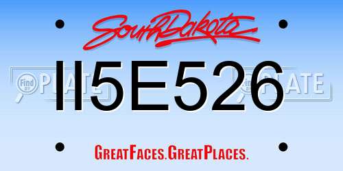 II5E526 South Dakota License Plate