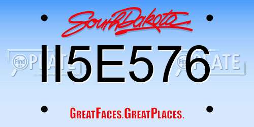 II5E576 South Dakota License Plate
