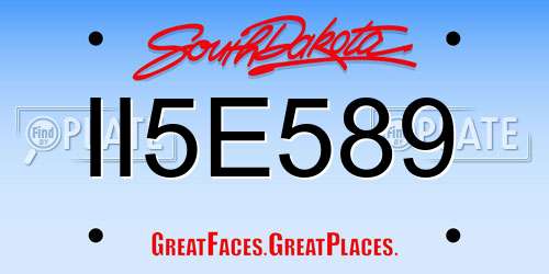 II5E589 South Dakota License Plate