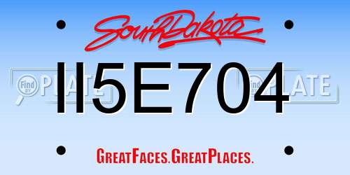II5E704 South Dakota License Plate