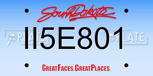 II5E801 South Dakota License Plate