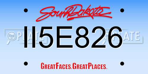 II5E826 South Dakota License Plate