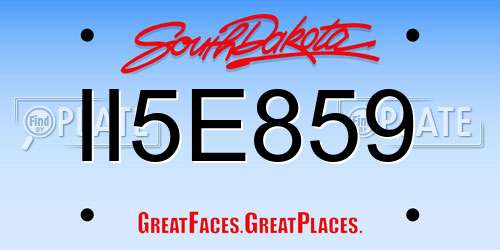 II5E859 South Dakota License Plate