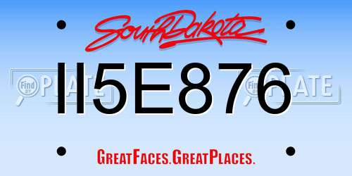 II5E876 South Dakota License Plate