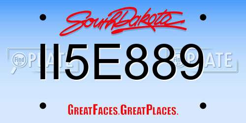 II5E889 South Dakota License Plate