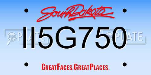 II5G750 South Dakota License Plate