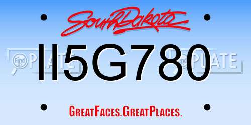 II5G780 South Dakota License Plate