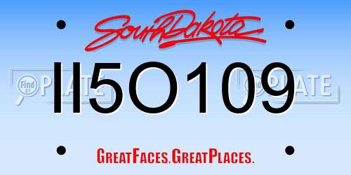II5O109 South Dakota License Plate