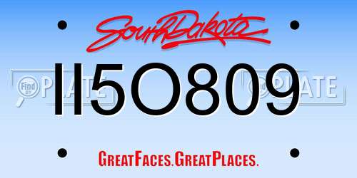 II5O809 South Dakota License Plate