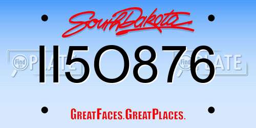 II5O876 South Dakota License Plate