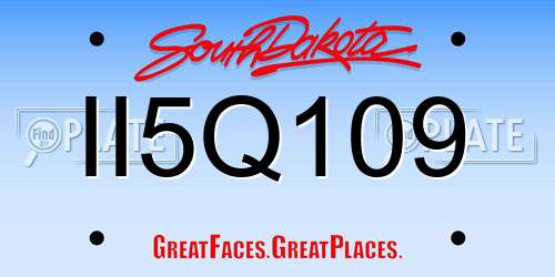 II5Q109 South Dakota License Plate