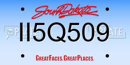 II5Q509 South Dakota License Plate